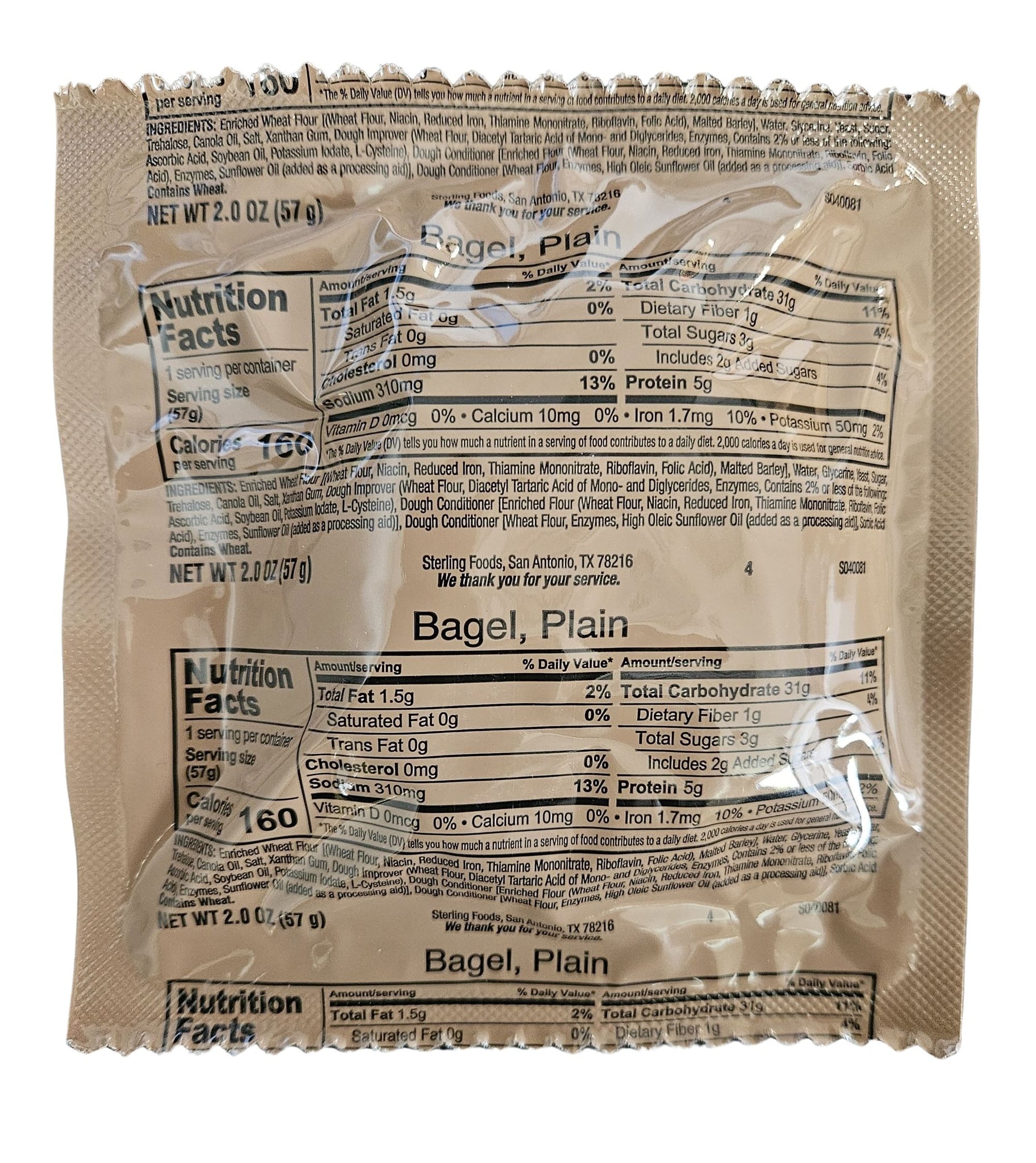 Buy MRE Plain Bagels [Snack Bread Component] in stock! SURVIVAL SUPPLIES