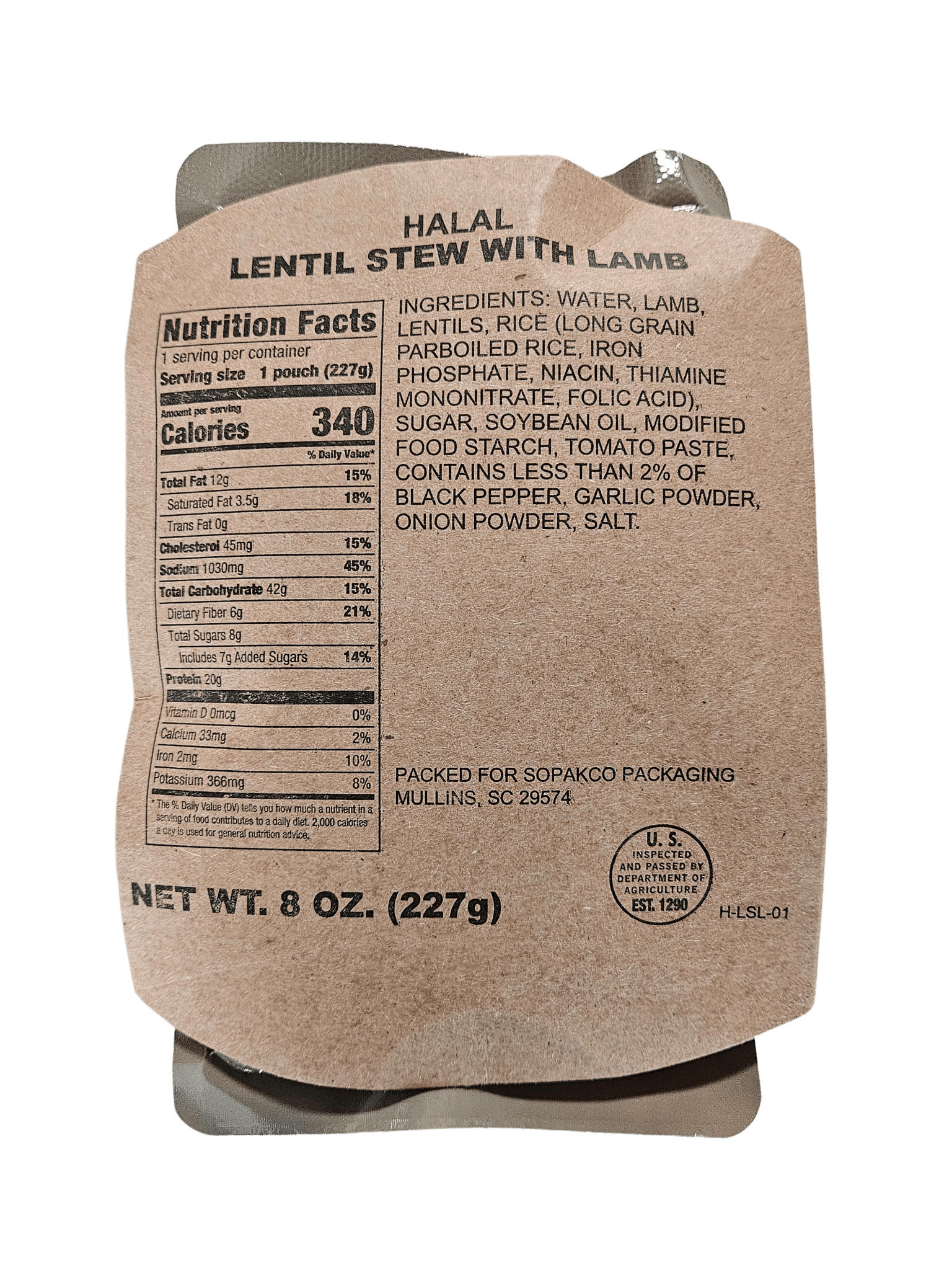 Halal MRE - Lentil Stew with Lamb - Epidemic Proof