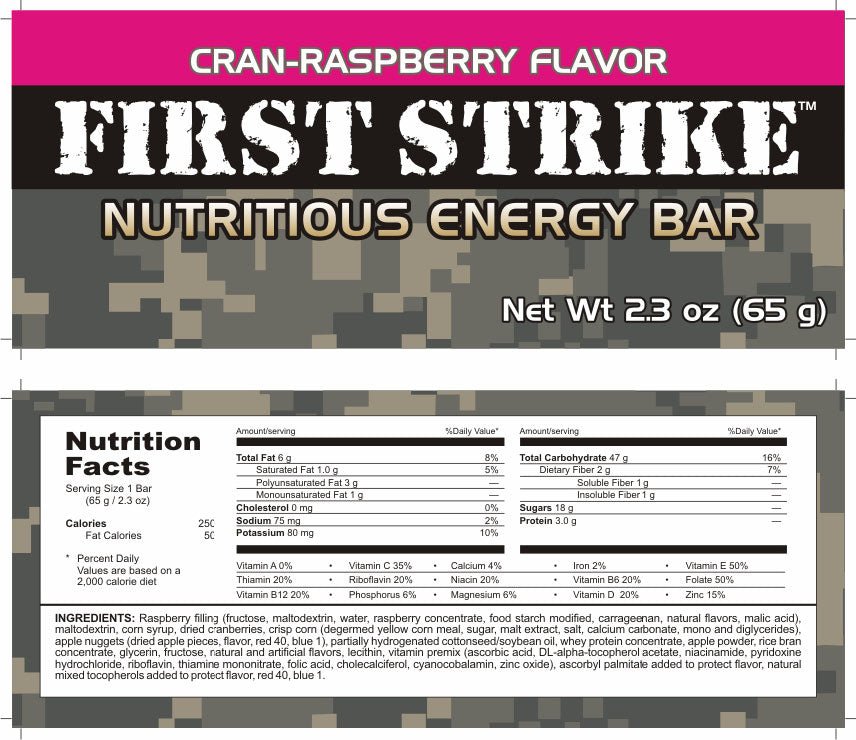 First Strike Bar – CranRaspberry | Authentic MRE Military Energy Bar in ...
