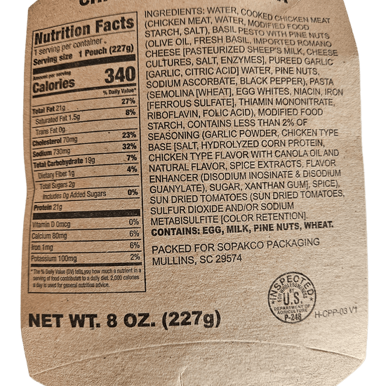 Halal MRE - Chicken Pesto - Epidemic Proof