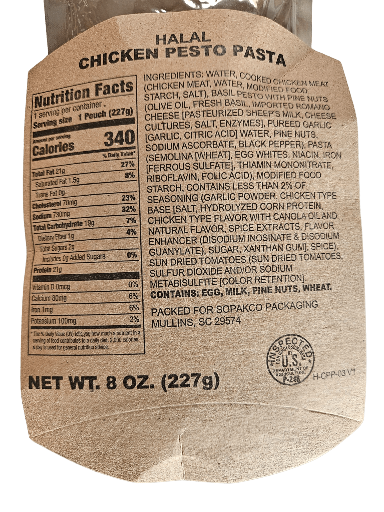 Halal MRE - Chicken Pesto - Epidemic Proof