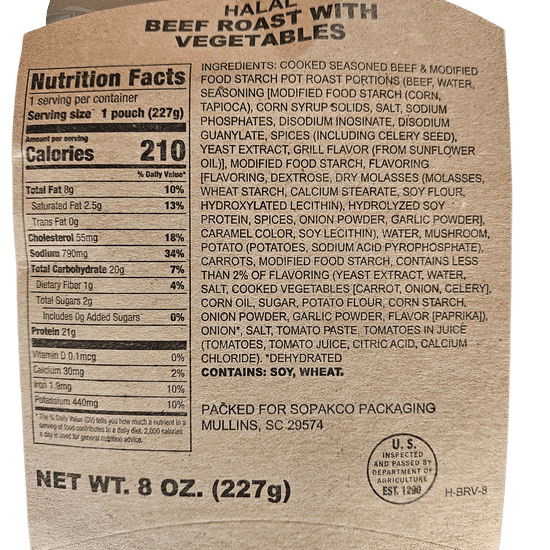 Halal MRE - Beef Roast with Vegetables - Epidemic Proof