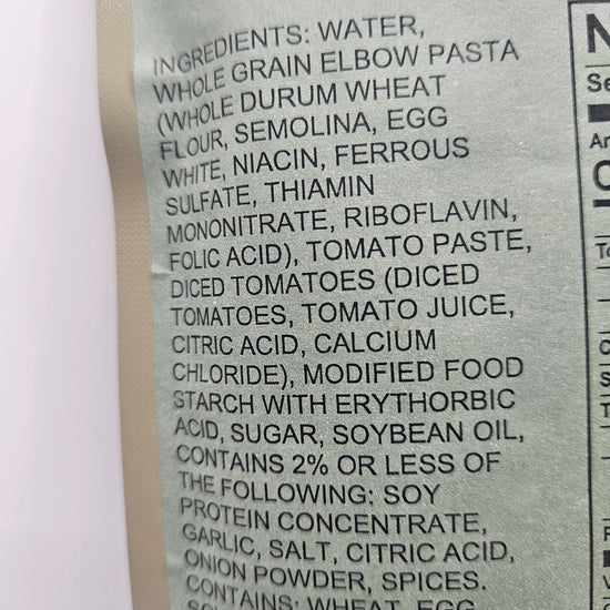 Entree - Elbow Macaroni with Tomato Sauce - Epidemic Proof