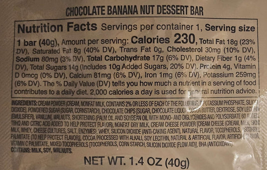 Dessert Bar - Chocolate Banana Nut - Epidemic Proof