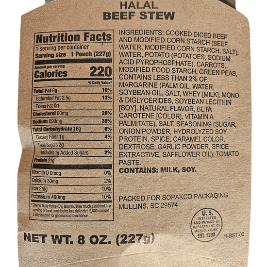 Halal MRE - Beef Stew - Epidemic Proof