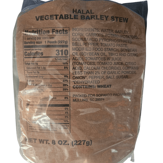 Halal MRE - Vegetable Barley Stew - Epidemic Proof