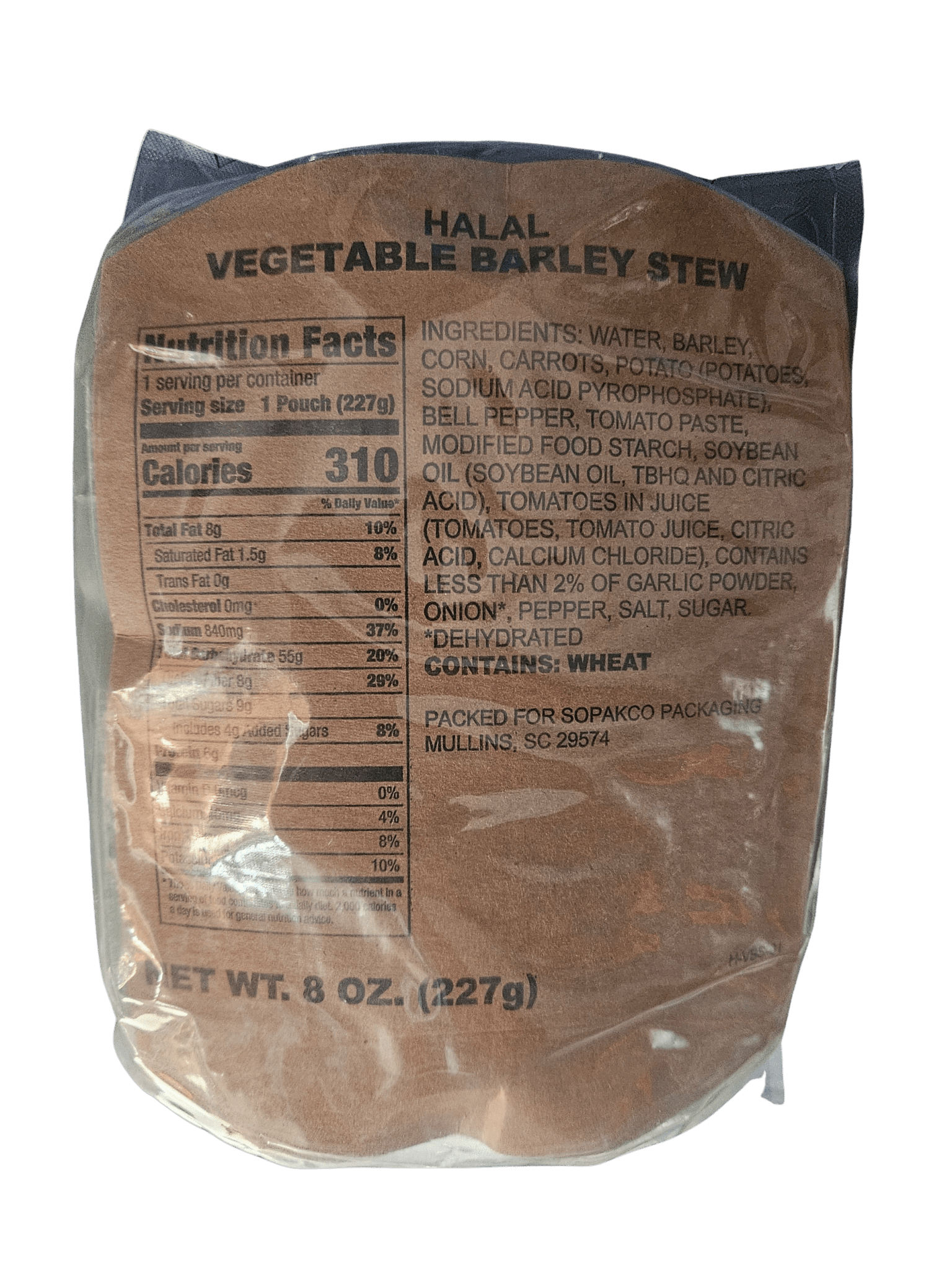 Halal MRE - Vegetable Barley Stew - Epidemic Proof