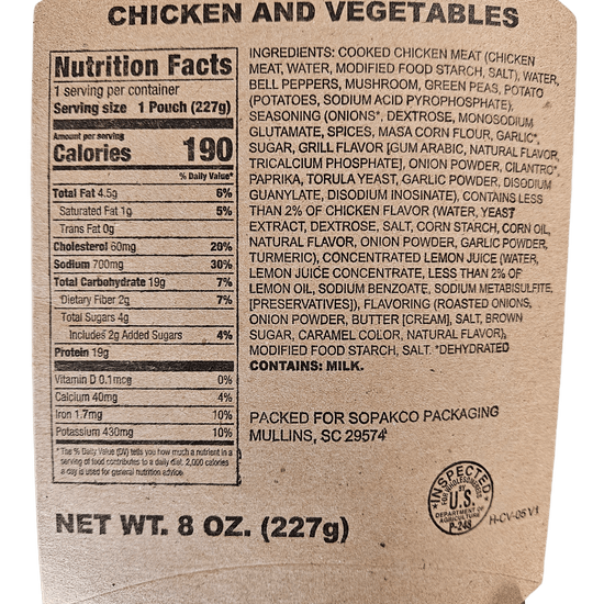 Halal MRE - Chicken and Vegetables - Epidemic Proof