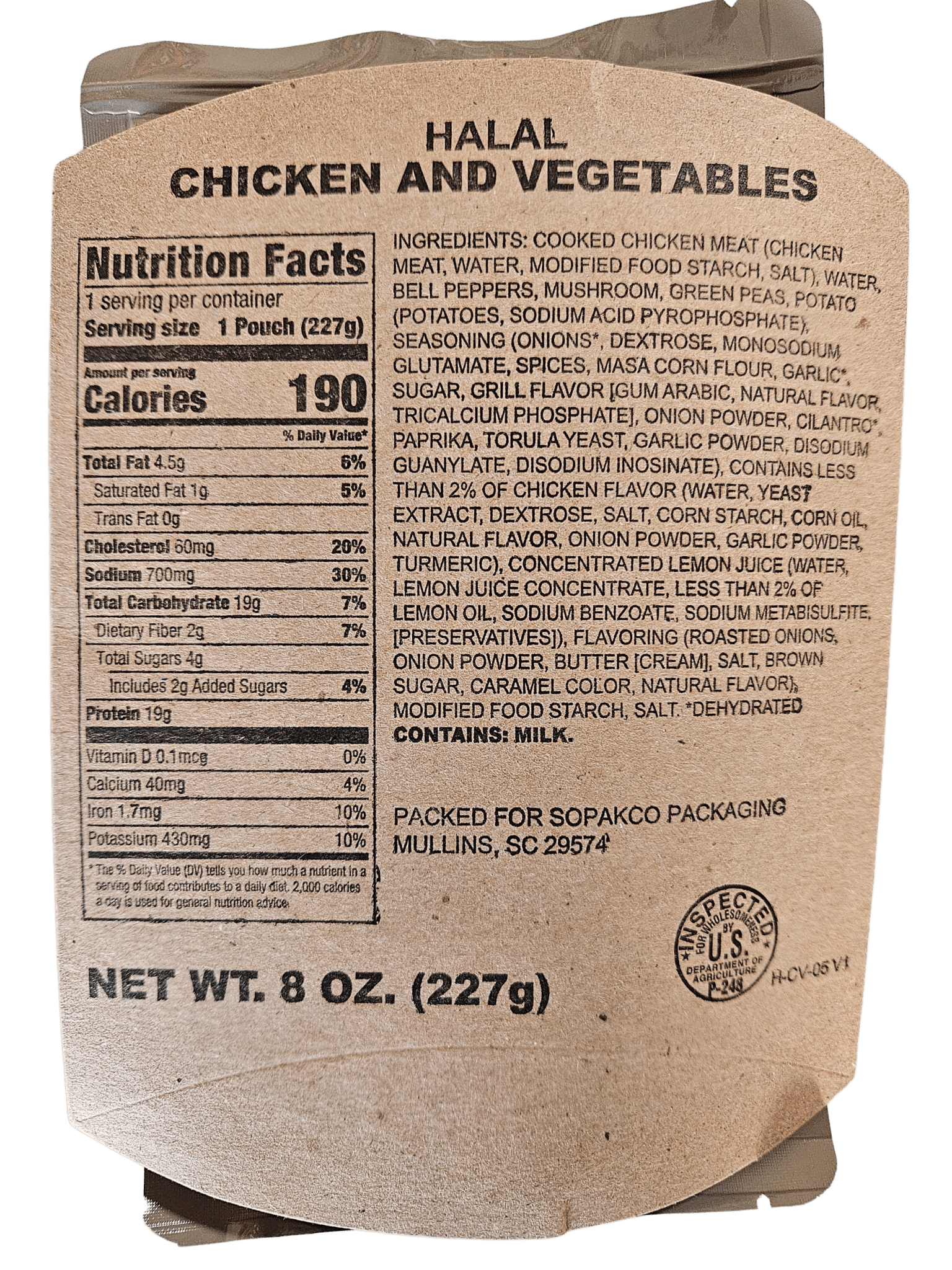Halal MRE - Chicken and Vegetables - Epidemic Proof